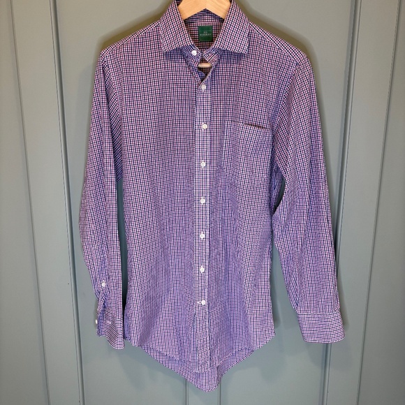 Sid Mashburn Men's Button-Up Shirt Small 100% Cotton Purple/Navy Plaid Preppy - Picture 1 of 5